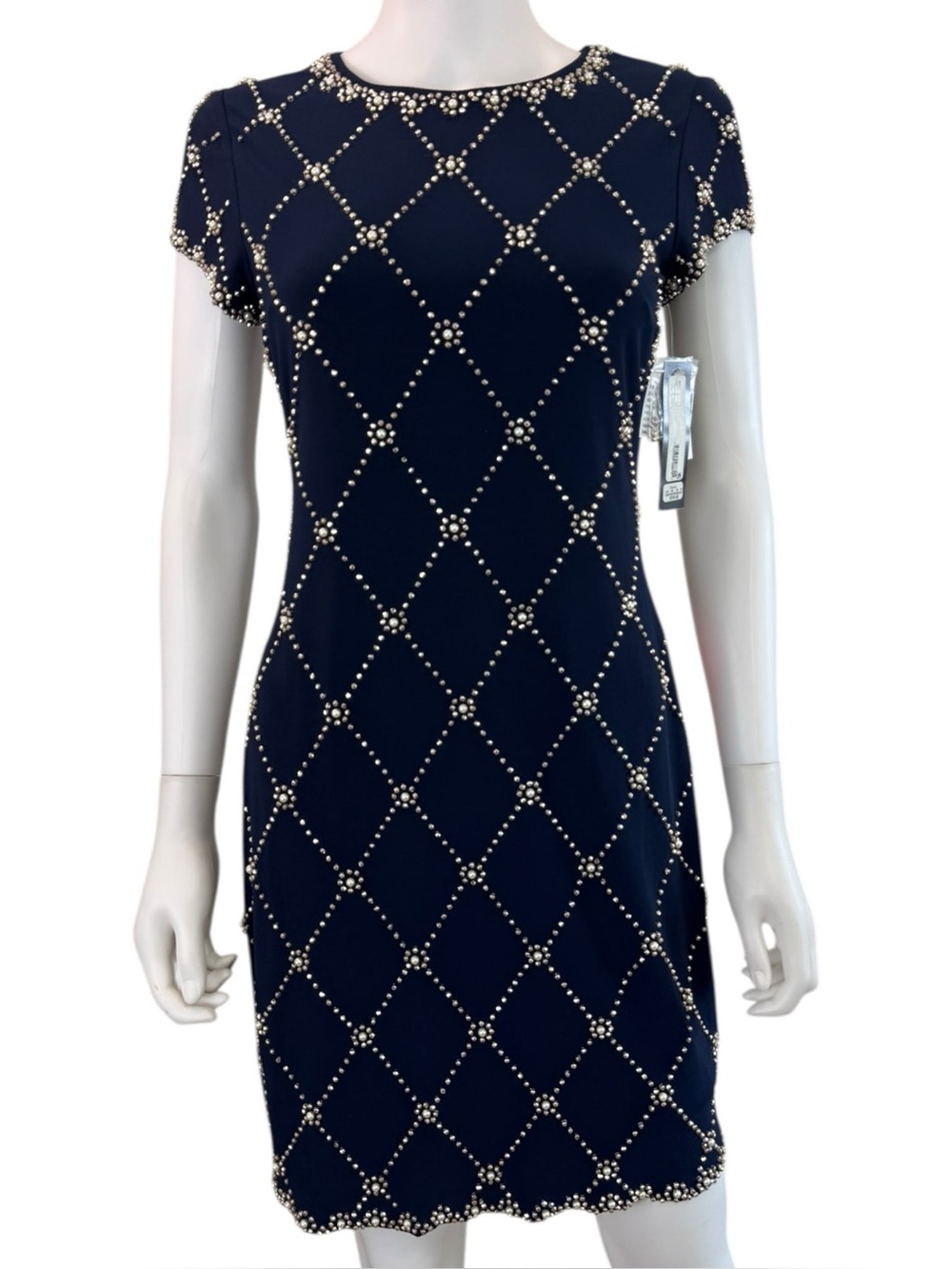Betsy & Adam NWT Navy Cocktail Dress Size 4 O0806